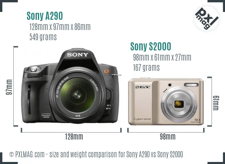 Sony A290 vs Sony S2000 size comparison