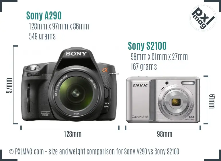 Sony A290 vs Sony S2100 size comparison