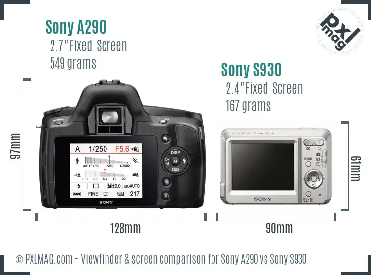 Sony A290 vs Sony S930 Screen and Viewfinder comparison