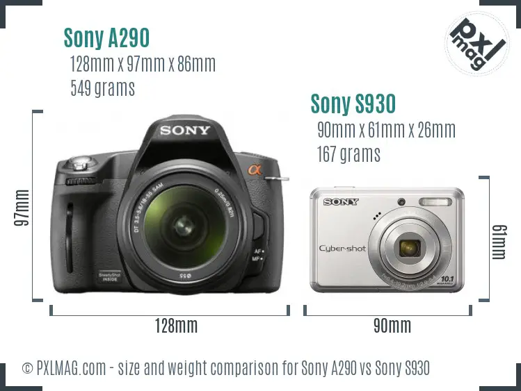 Sony A290 vs Sony S930 size comparison