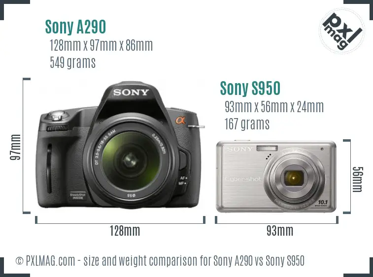 Sony A290 vs Sony S950 size comparison