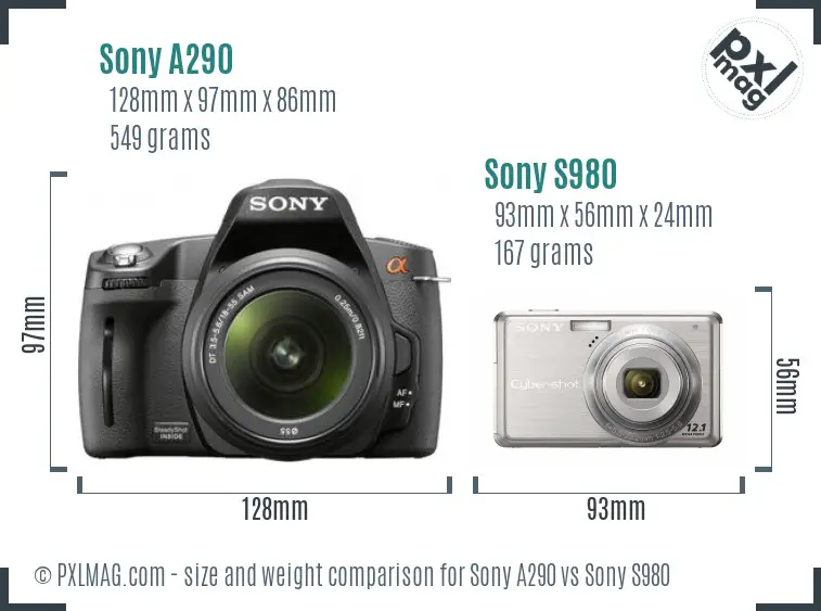 Sony A290 vs Sony S980 size comparison