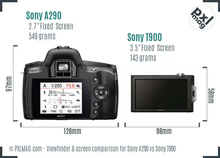 Sony A290 vs Sony T900 Screen and Viewfinder comparison