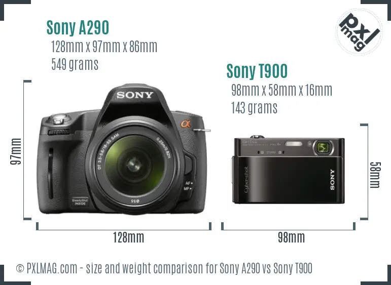 Sony A290 vs Sony T900 size comparison