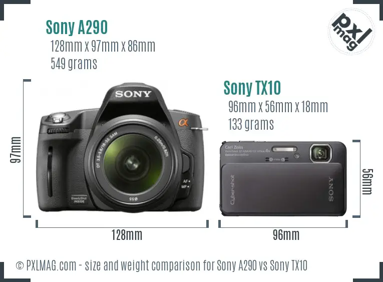 Sony A290 vs Sony TX10 size comparison