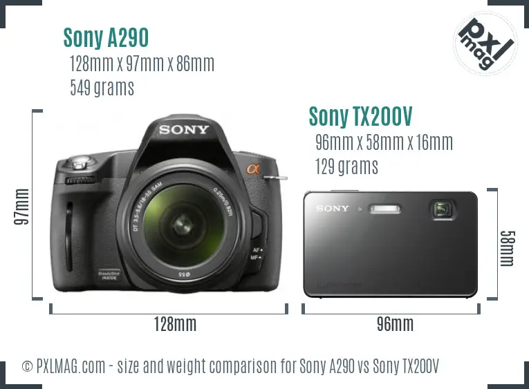 Sony A290 vs Sony TX200V size comparison
