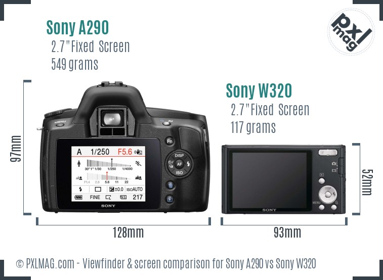 Sony A290 vs Sony W320 Screen and Viewfinder comparison