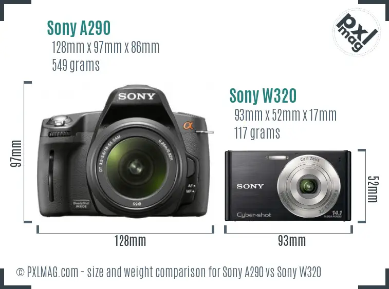 Sony A290 vs Sony W320 size comparison