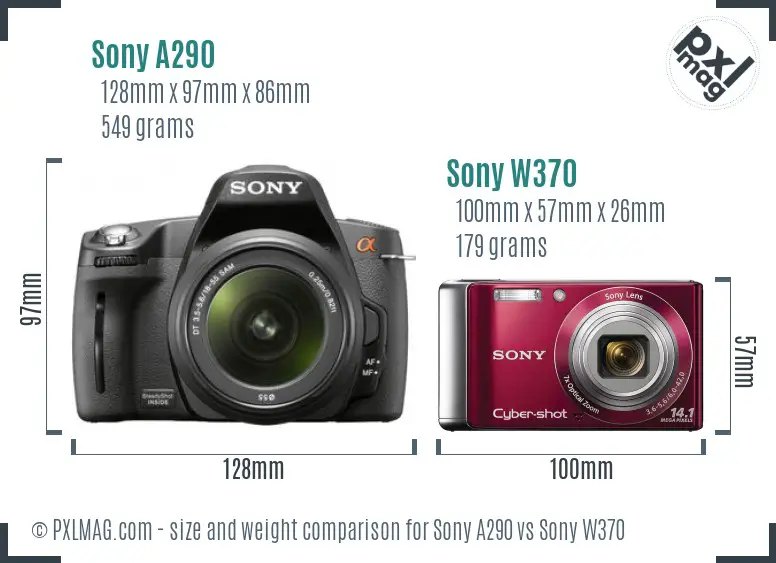 Sony A290 vs Sony W370 size comparison
