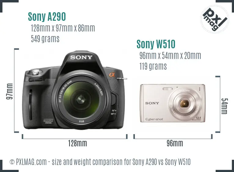 Sony A290 vs Sony W510 size comparison