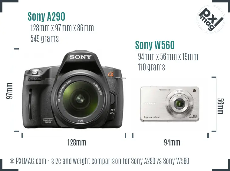 Sony A290 vs Sony W560 size comparison