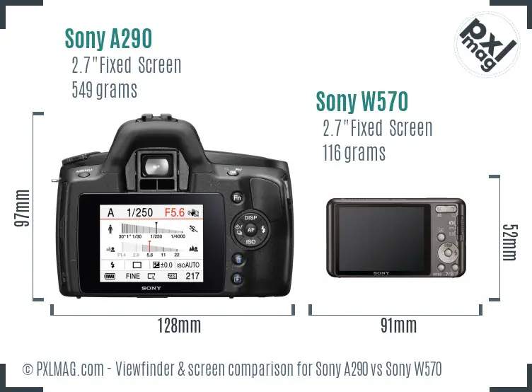 Sony A290 vs Sony W570 Screen and Viewfinder comparison