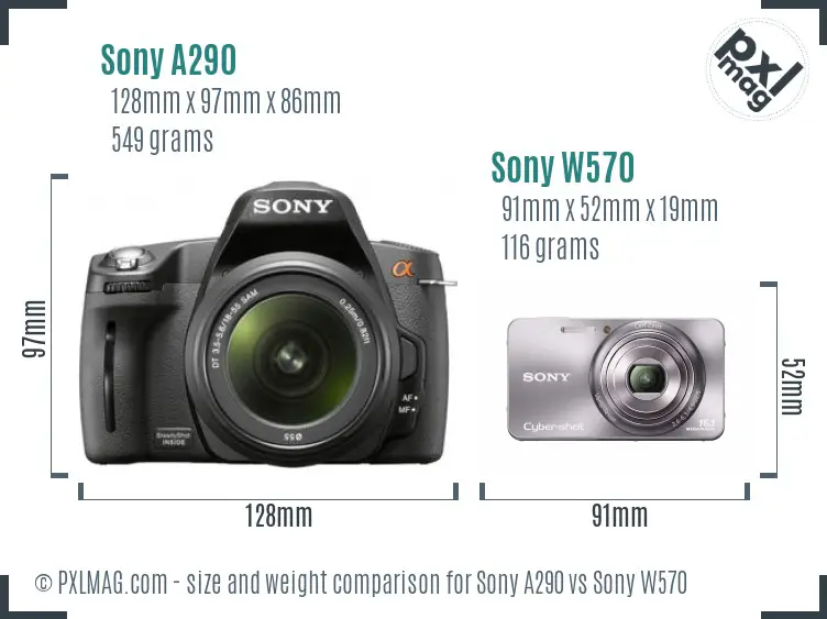 Sony A290 vs Sony W570 size comparison