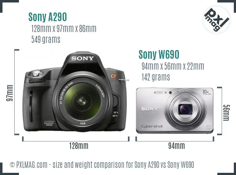Sony A290 vs Sony W690 size comparison