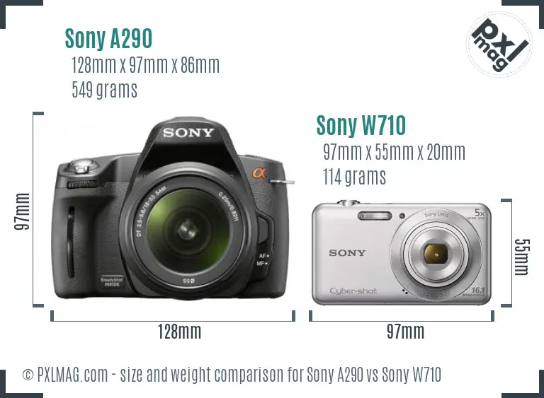 Sony A290 vs Sony W710 size comparison