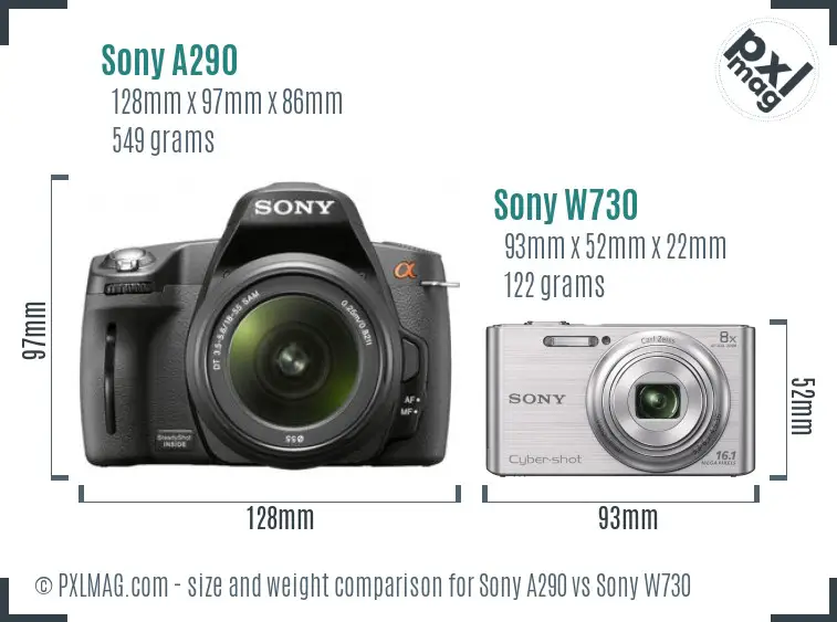 Sony A290 vs Sony W730 size comparison