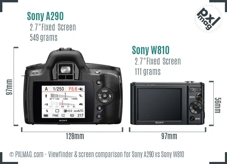 Sony A290 vs Sony W810 Screen and Viewfinder comparison