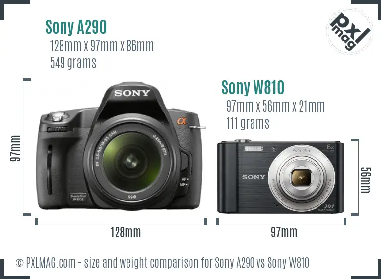 Sony A290 vs Sony W810 size comparison