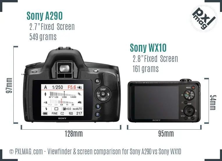 Sony A290 vs Sony WX10 Screen and Viewfinder comparison