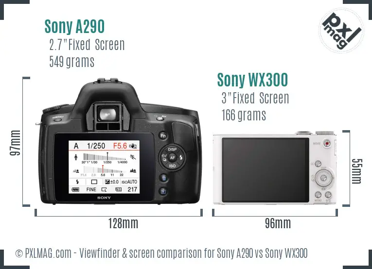 Sony A290 vs Sony WX300 Screen and Viewfinder comparison