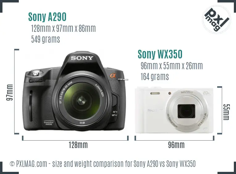 Sony A290 vs Sony WX350 size comparison