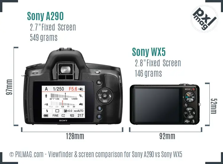 Sony A290 vs Sony WX5 Screen and Viewfinder comparison
