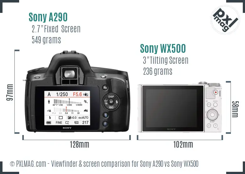 Sony A290 vs Sony WX500 Screen and Viewfinder comparison
