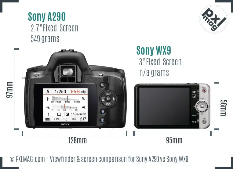 Sony A290 vs Sony WX9 Screen and Viewfinder comparison