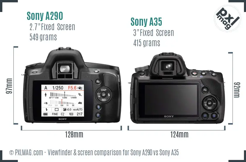 Sony A290 vs Sony A35 Screen and Viewfinder comparison