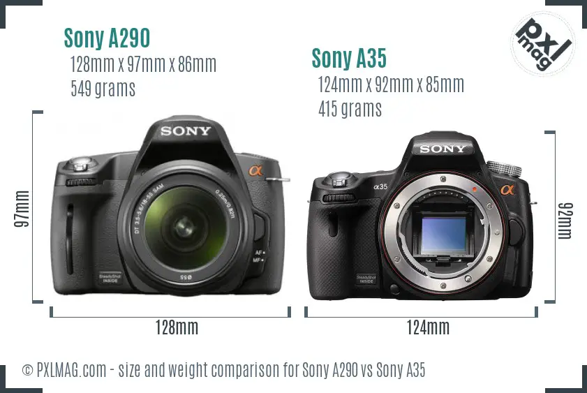 Sony A290 vs Sony A35 size comparison