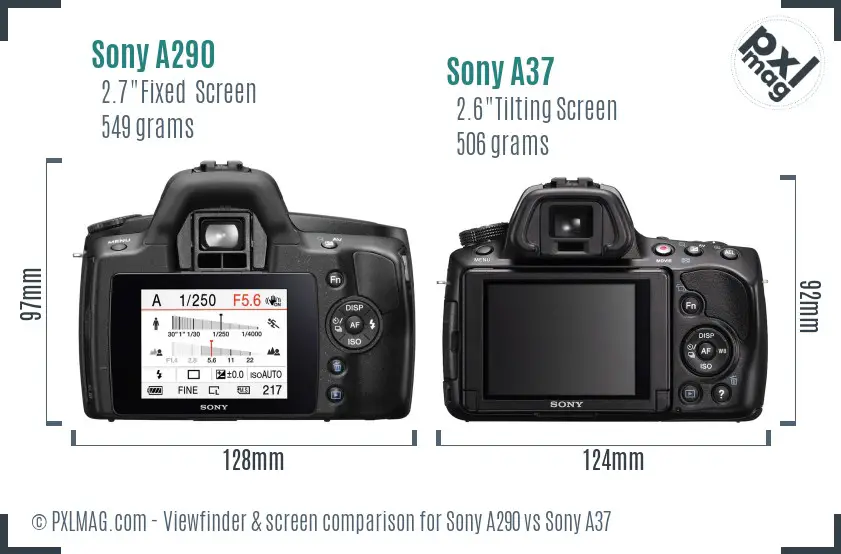 Sony A290 vs Sony A37 Screen and Viewfinder comparison