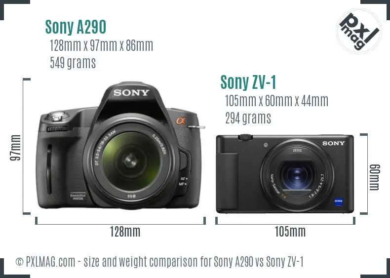 Sony A290 vs Sony ZV-1 size comparison