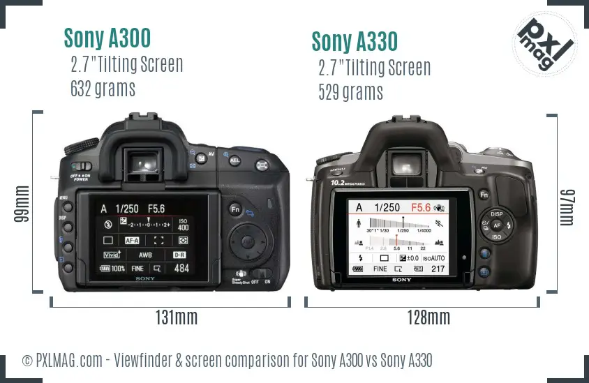 Sony A300 vs Sony A330 Screen and Viewfinder comparison