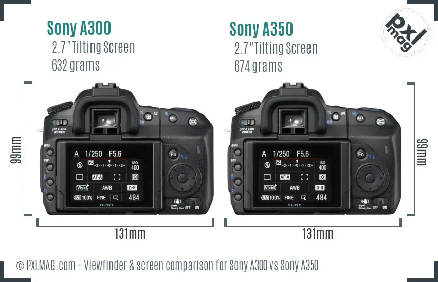 Sony A300 vs Sony A350 Screen and Viewfinder comparison