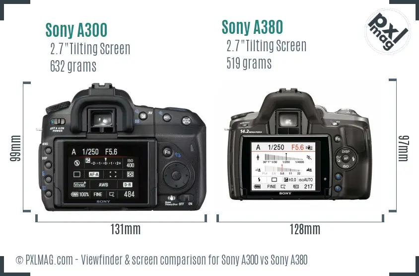 Sony A300 vs Sony A380 Screen and Viewfinder comparison
