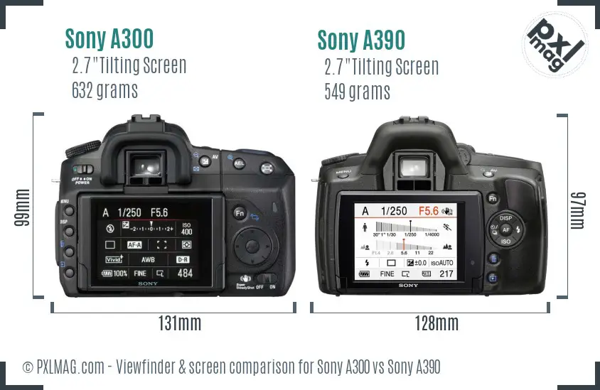 Sony A300 vs Sony A390 Screen and Viewfinder comparison