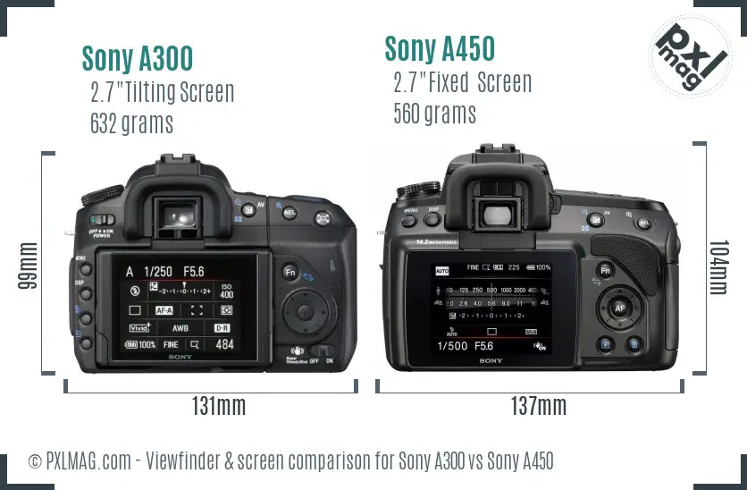Sony A300 vs Sony A450 Screen and Viewfinder comparison