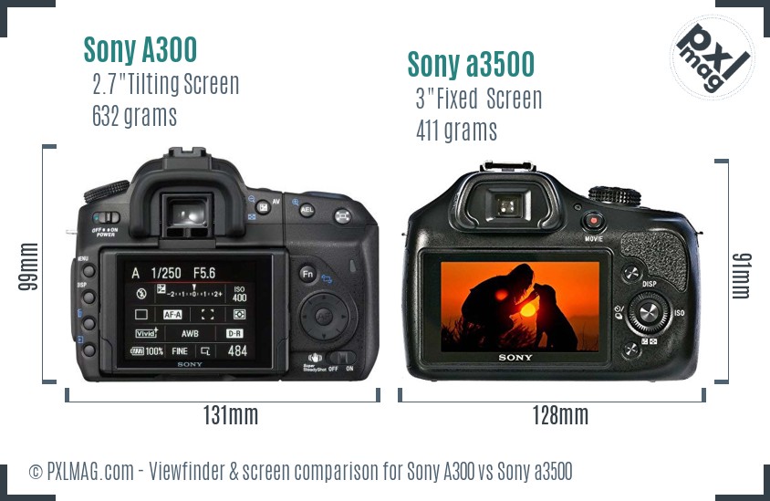 Sony A300 vs Sony a3500 Screen and Viewfinder comparison