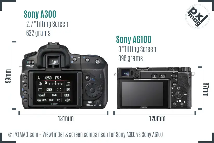 Sony A300 vs Sony A6100 Screen and Viewfinder comparison