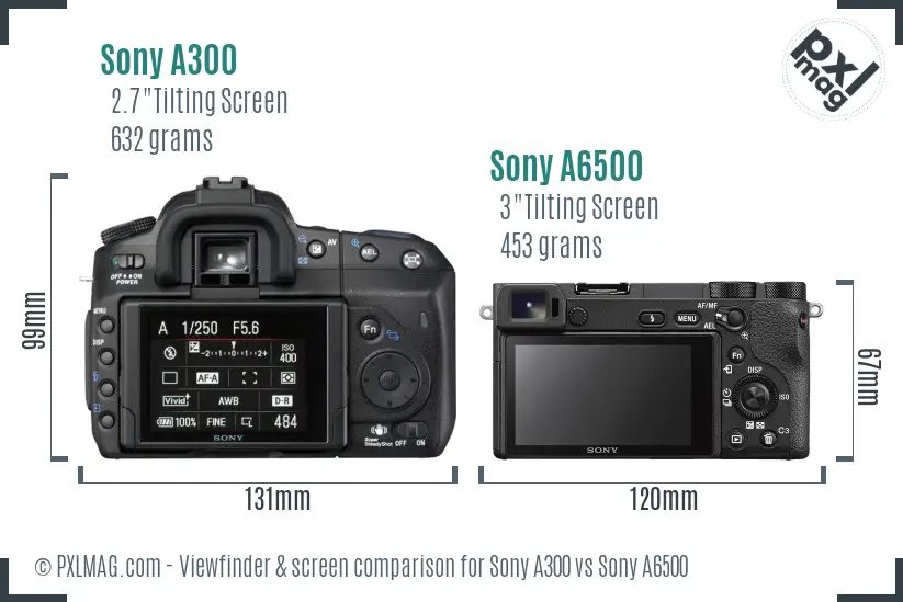 Sony A300 vs Sony A6500 Screen and Viewfinder comparison