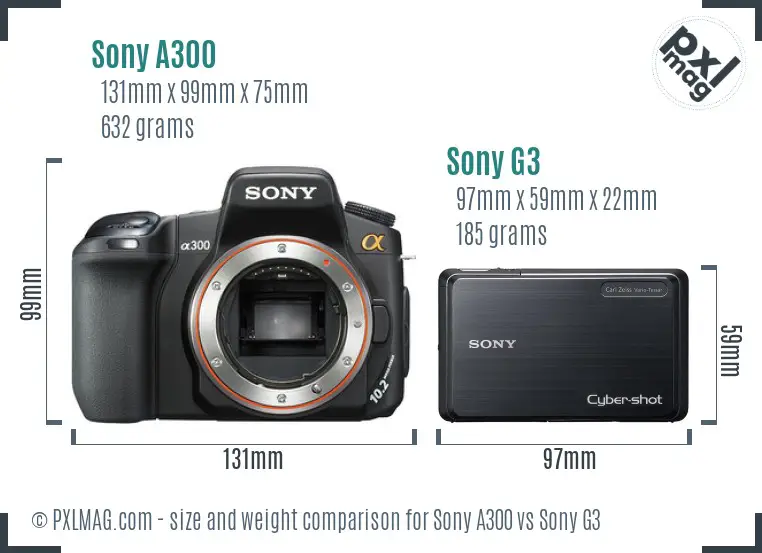 Sony A300 vs Sony G3 size comparison