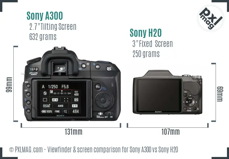 Sony A300 vs Sony H20 Screen and Viewfinder comparison