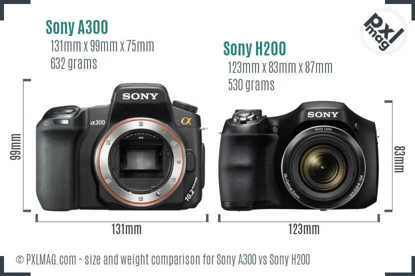Sony A300 vs Sony H200 size comparison