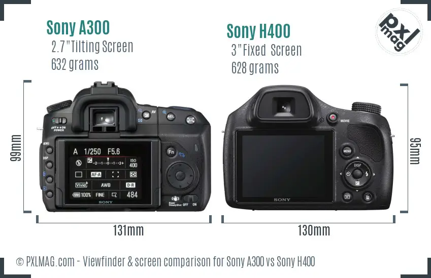 Sony A300 vs Sony H400 Screen and Viewfinder comparison
