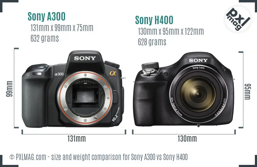 Sony A300 vs Sony H400 size comparison