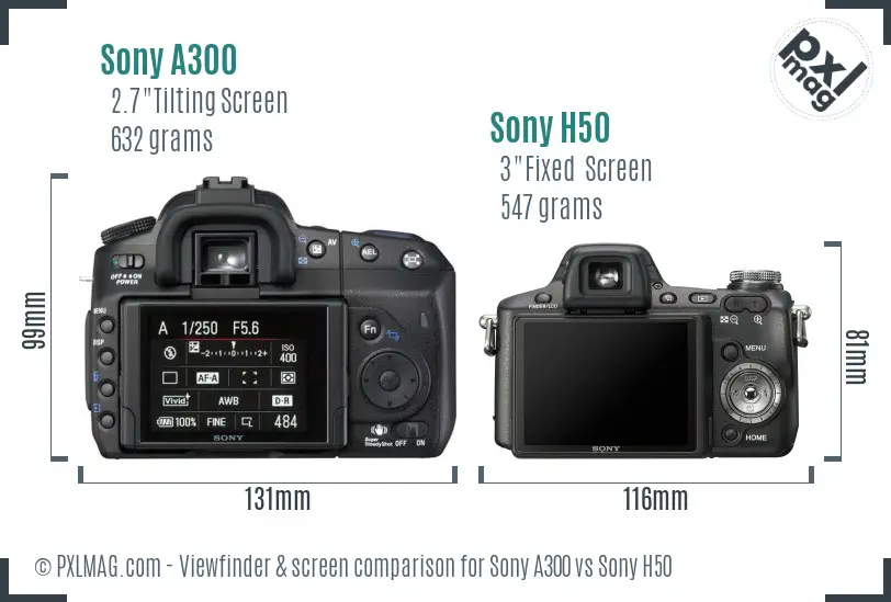 Sony A300 vs Sony H50 Screen and Viewfinder comparison