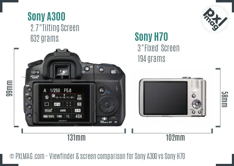 Sony A300 vs Sony H70 Screen and Viewfinder comparison