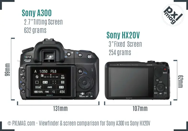 Sony A300 vs Sony HX20V Screen and Viewfinder comparison