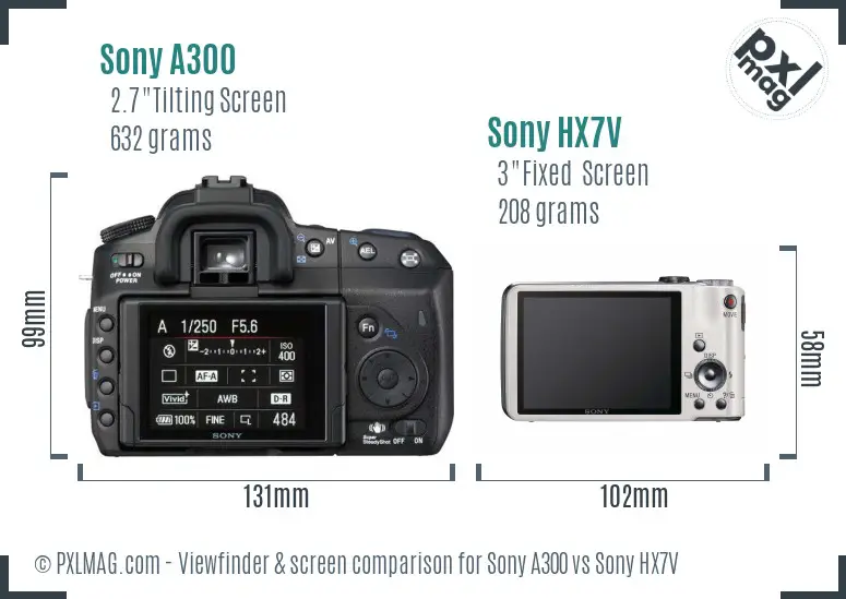 Sony A300 vs Sony HX7V Screen and Viewfinder comparison