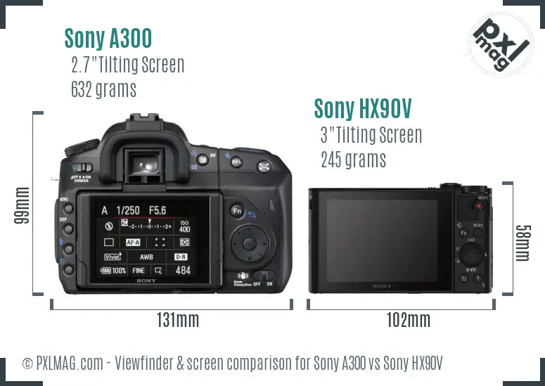 Sony A300 vs Sony HX90V Screen and Viewfinder comparison